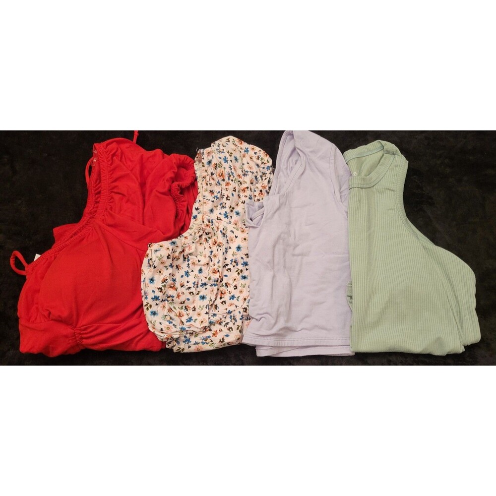 Lot Of 4 Woman's Size XL Crop Tops Mixed Brands Summer Bundle
